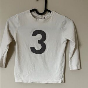 Zara Kids Cream Long Sleeve Shirt with Gray Number